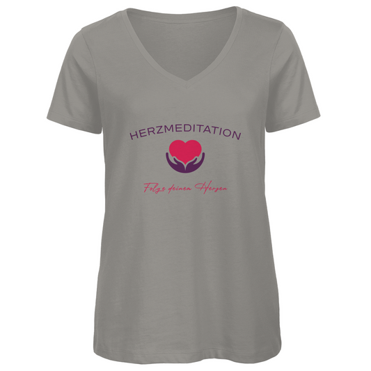Damen Premium Bio V-Neck T-Shirt Folge deinem Herzen